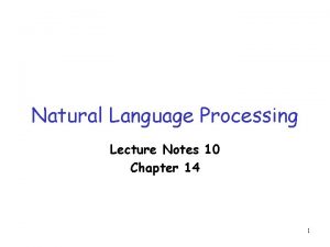 Natural Language Processing Lecture Notes 10 Chapter 14