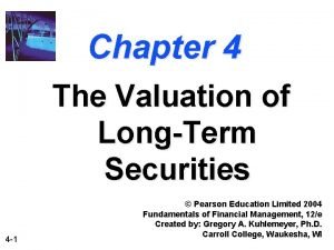 Valuation of long term securities