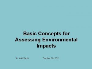 Basic Concepts for Assessing Environmental Impacts Ar Aditi