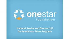 National Service and Disaster 101 for Ameri Corps