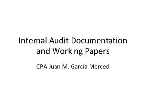 Internal audit working paper