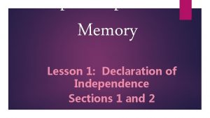 Hope Despair and Memory Lesson 1 Declaration of