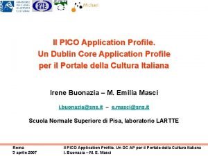 Il PICO Application Profile Un Dublin Core Application