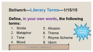 BellworkLiterary Terms 11515 Define in your own words