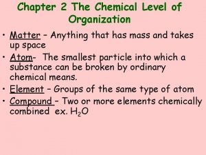 The chemical level of organization