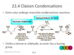 22 4 Claisen Condensations Esters also undergo reversible