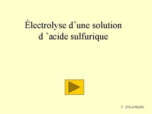 lectrolyse dune solution d acide sulfurique T DULAURANS