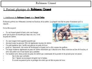 Portrait physique de robinson crusoé