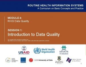 ROUTINE HEALTH INFORMATION SYSTEMS A Curriculum on Basic