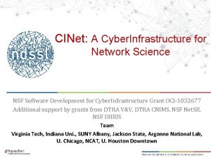 CINet A Cyber Infrastructure for Network Science NSF