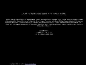 DRH 1 a novel bloodbased HPV tumour marker