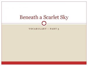 Beneath a Scarlet Sky VOCABULARY PART 3 Vocabulary