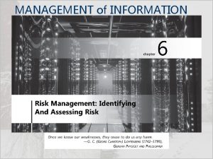 MANAGEMENT of INFORMATION SECURITY Fifth Edition Risk Management