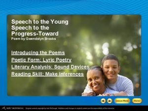 Speech to the young speech to the progress-toward analysis