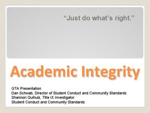 Just do whats right Academic Integrity GTA Presentation