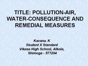 TITLE POLLUTIONAIR WATERCONSEQUENCE AND REMEDIAL MEASURES Kavana K