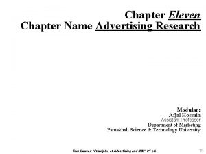 Chapter Eleven Chapter Name Advertising Research Modular Afjal