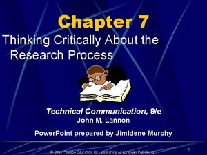 Chapter 7 Thinking Critically About the Research Process