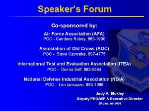 Speakers Forum Cosponsored by Air Force Association AFA