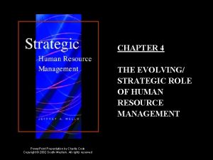 CHAPTER 4 THE EVOLVING STRATEGIC ROLE OF HUMAN