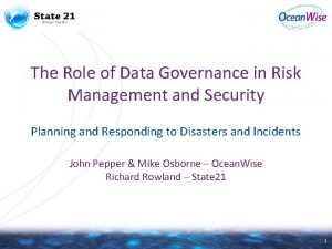 Data governance and risk management