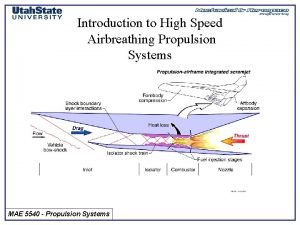 Introduction to High Speed Airbreathing Propulsion Systems MAE