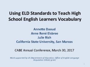 Using ELD Standards to Teach High School English