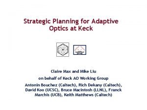 Strategic Planning for Adaptive Optics at Keck Claire