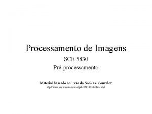 Processamento de Imagens SCE 5830 Prprocessamento Material baseado