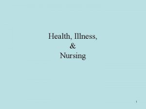 Health Illness Nursing 1 Health What does health