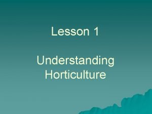 Lesson 1 Understanding Horticulture Interest Approach u Look