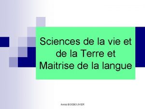 Sciences de la vie et de la Terre