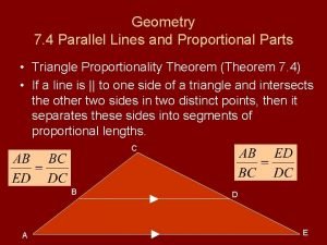 Proportional parts in triangles and parallel lines