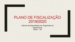 PLANO DE FISCALIZAO 20192020 Cmara de Especialistas em