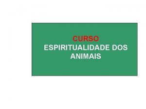 CURSO ESPIRITUALIDADE DOS ANIMAIS CONTEDO Apresentao COMPORTAMENTO ANIMAL