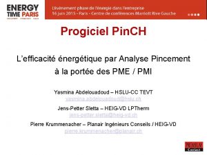 Progiciel Pin CH Lefficacit nergtique par Analyse Pincement