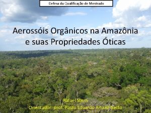 Defesa da Qualificao de Mestrado Aerossis Orgnicos na