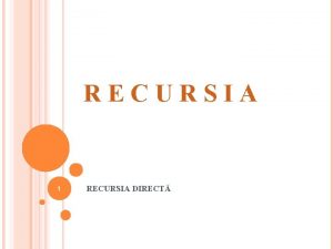 RECURSIA 1 RECURSIA DIRECT CONTINUAI ENUNURILE Un subprogram