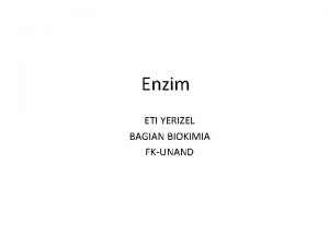 Enzim ETI YERIZEL BAGIAN BIOKIMIA FKUNAND Pokok Bahasan