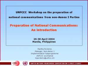 UNFCCC Workshop on the preparation of national communications