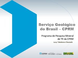 Servio Geolgico do Brasil CPRM Programa de Pesquisa