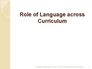 Role of language across curriculum