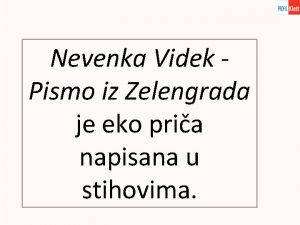 Pismo iz zelengrada provjera