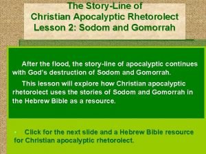 The StoryLine of Christian Apocalyptic Rhetorolect Lesson 2