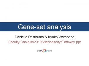 Geneset analysis Danielle Posthuma Kyoko Watanabe FacultyDanielle2019WednesdayPathway ppt