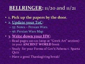 BELLRINGER 1120 and 1121 1 Pick up the