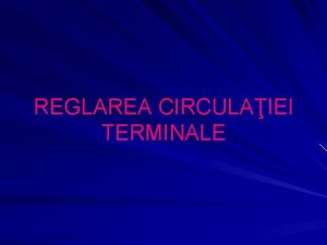 REGLAREA CIRCULAIEI TERMINALE REGLAREA CIRCULAIEI TERMINALE adaptat necesiti