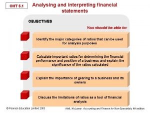 OHT 6 1 Analysing and interpreting financial statements