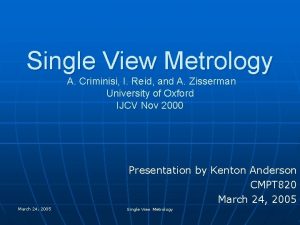 Single view metrology Single view metrology