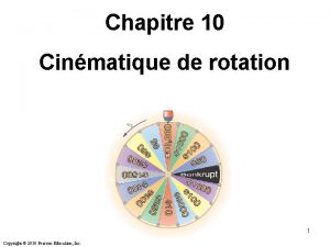 Chapitre 10 Cinmatique de rotation 1 Copyright 2010